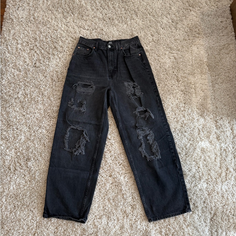 BDG High Rise Baggy Black Distressed Jeans